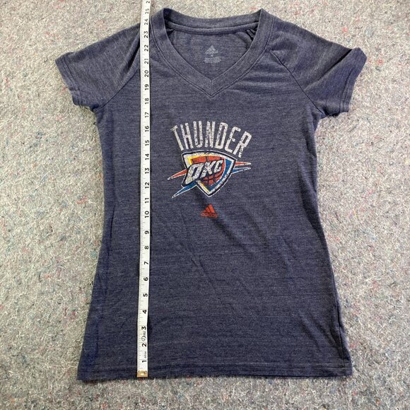Adidas OKC Thunder Basketball Womens Cap Sleeve Blue T-Shirt Size M - Picture 4 of 9